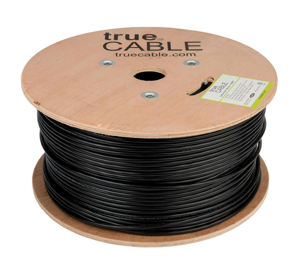 Outdoor Cat5e Cable Black 1000ft trueCABLE Reel No wrap