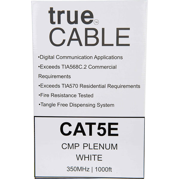 Cat5e Plenum Ethernet Cable White 1000ft trueCABLE Box Back