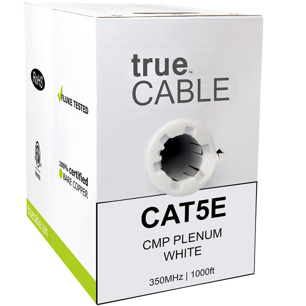 Cat5e Plenum Ethernet Cable White 1000ft trueCABLE Box Front