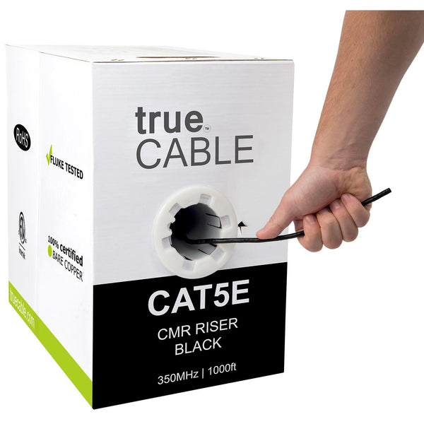 Cat5e Riser Ethernet Cable Black 1000ft trueCABLE Hand Pulling