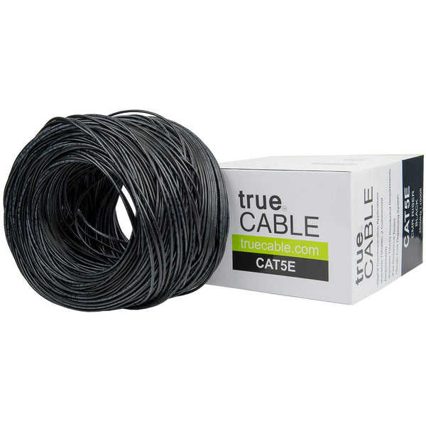Cat5e Riser Ethernet Cable Black 1000ft trueCABLE Box Top