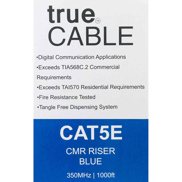 Cat5e Riser Ethernet Cable Blue 1000ft trueCABLE Box Back
