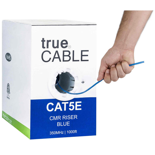 Cat5e Riser Ethernet Cable Blue 1000ft trueCABLE Hand Pulling