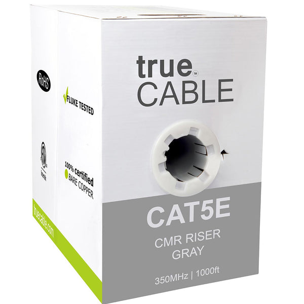 Cat5e Riser Ethernet Cable Gray 1000ft trueCABLE Box Front