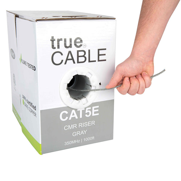 Cat5e Riser Ethernet Cable Gray 1000ft trueCABLE Hand Pulling
