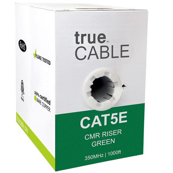 Cat5e Riser Ethernet Cable Green 1000ft trueCABLE Box Front
