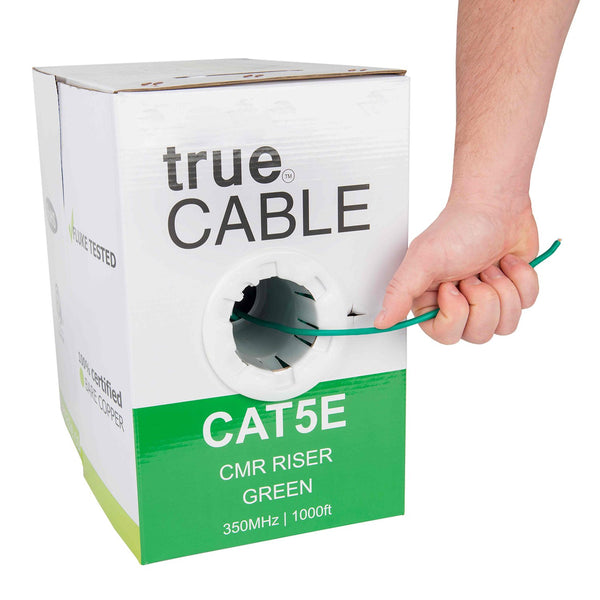 Cat5e Riser Ethernet Cable Green 1000ft trueCABLE Hand Pulling