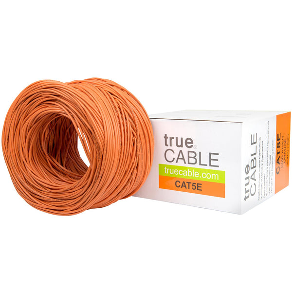 Cat5e Riser Ethernet Cable Orange 1000ft trueCABLE Box Top
