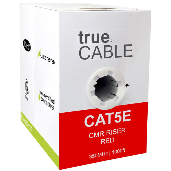 Cat5e Riser Ethernet Cable Red 1000ft trueCABLE Box Front