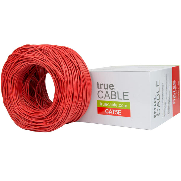 Cat5e Riser Ethernet Cable Red 1000ft trueCABLE Box Top