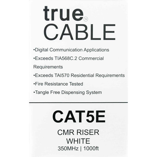 Cat5e Riser Ethernet Cable White 1000ft trueCABLE Box Back
