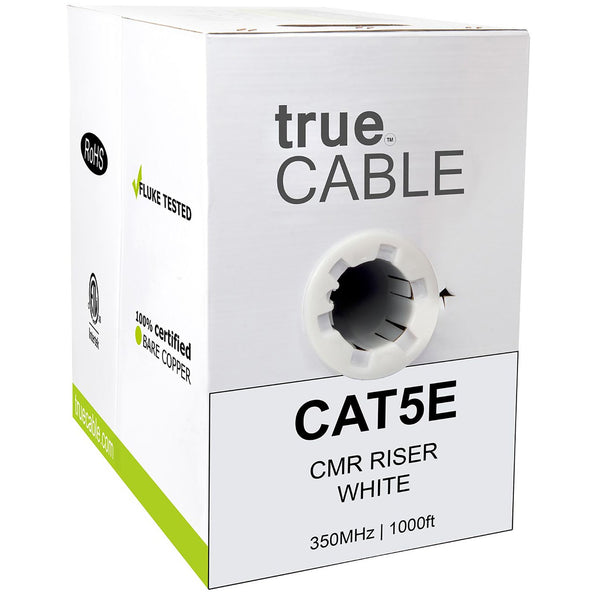 Cat5e Riser Ethernet Cable White 1000ft trueCABLE Box Front