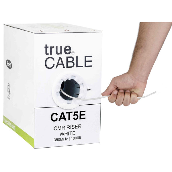 Cat5e Riser Ethernet Cable White 1000ft trueCABLE Hand Pulling