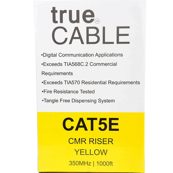 Cat5e Riser Ethernet Cable Yellow 1000ft trueCABLE Box Back
