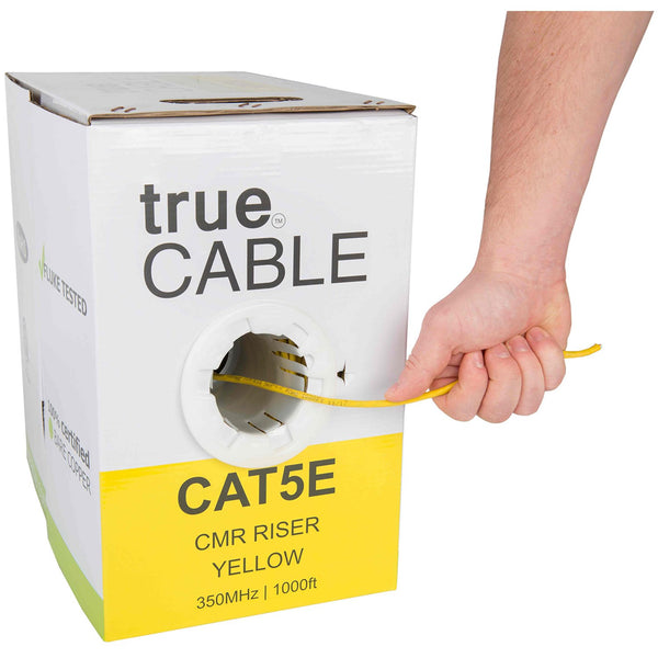 Cat5e Riser Ethernet Cable Yellow 1000ft trueCABLE Hand Pulling
