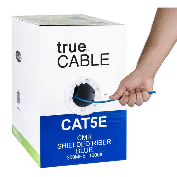 Cat5e Shielded Riser Ethernet Cable Blue 1000ft trueCABLE Hand Pulling