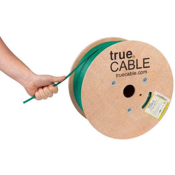 Cat6A Plenum Ethernet Cable Green 1000ft trueCABLE Hand Pulling