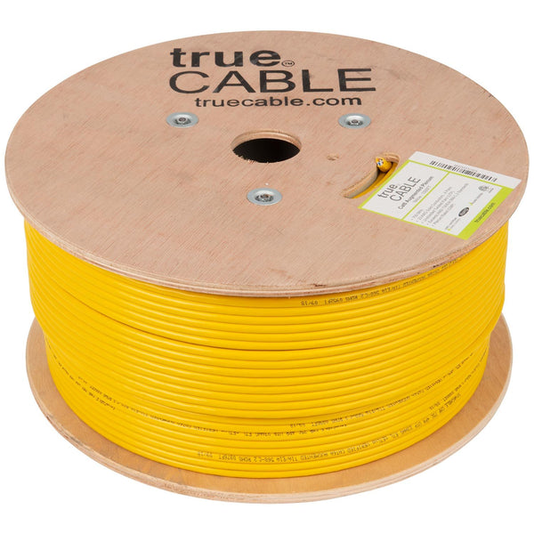 Cat6A Plenum Ethernet Cable Yellow 1000ft trueCABLE Reel No Wrap