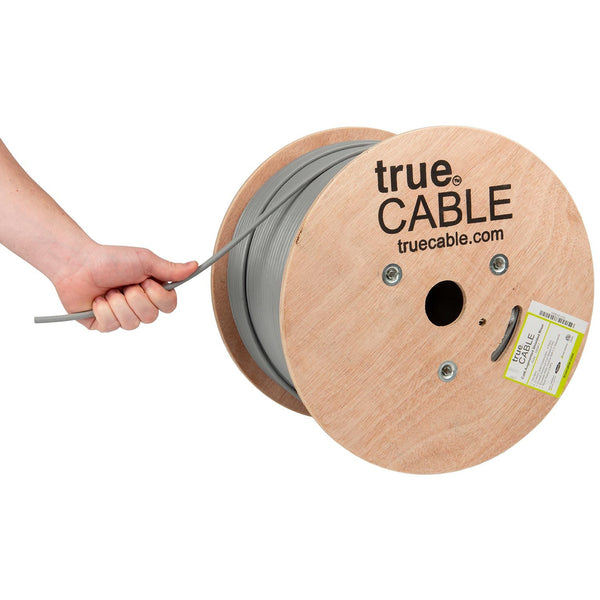 Cat6A Shielded Riser Ethernet Cable Gray 1000ft trueCABLE Hand Pulling