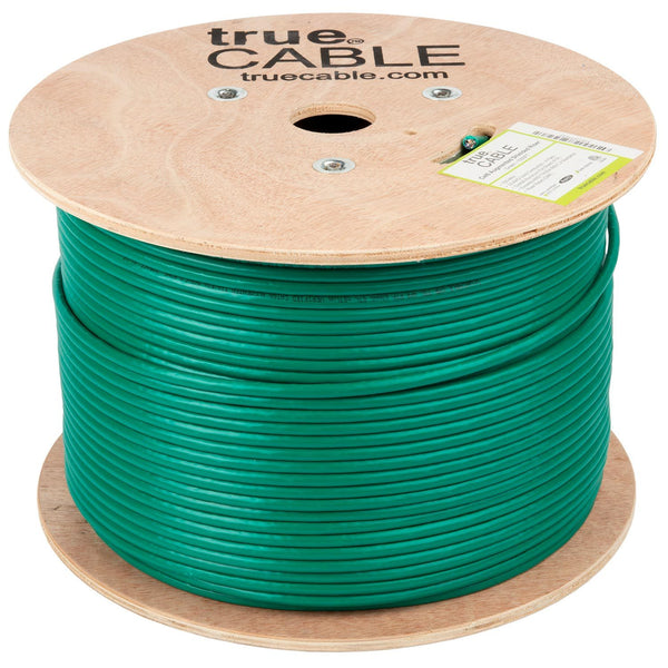Cat6A Shielded Riser Ethernet Cable Green 1000ft trueCABLE Reel No Wrap