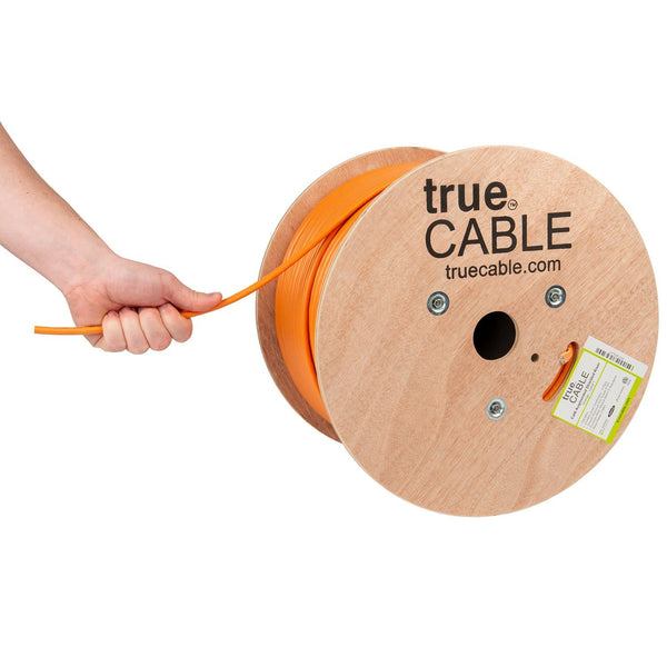 Cat6A Shielded Riser Ethernet Cable Orange 1000ft trueCABLE Hand Pulling