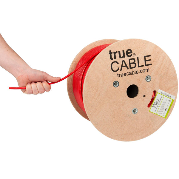 Cat6A Shielded Riser Ethernet Cable Red 1000ft trueCABLE Hand Pulling