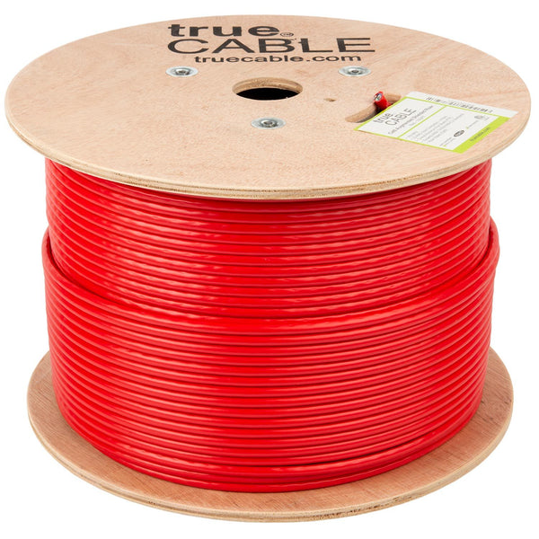 Cat6A Shielded Riser Ethernet Cable Red 1000ft trueCABLE Reel No Wrap