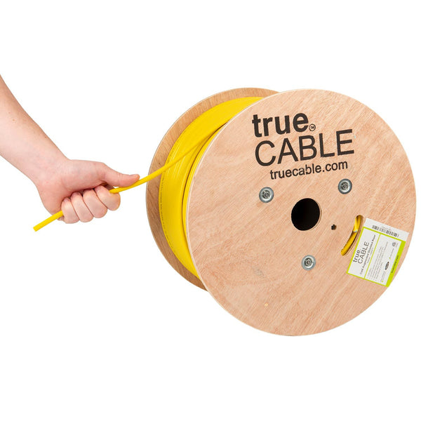 Cat6A Shielded Riser Ethernet Cable Yellow 1000ft trueCABLE Hand Pulling