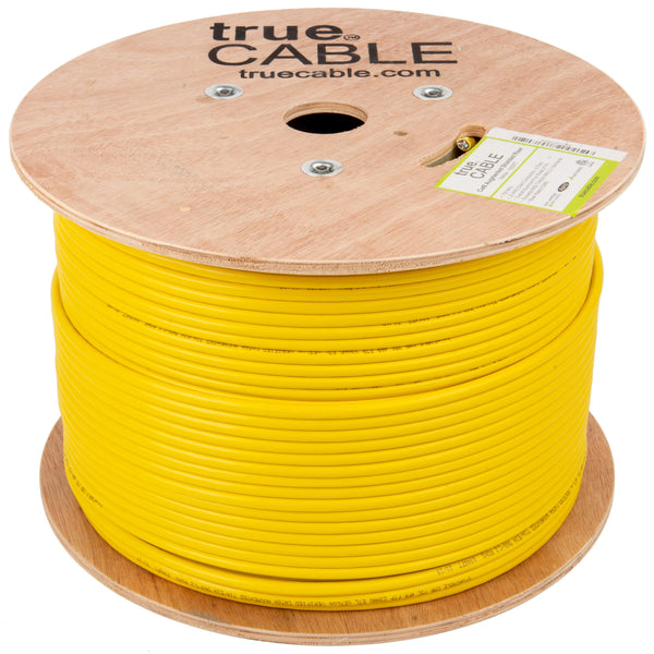 Cat6A Shielded Riser Ethernet Cable Yellow 1000ft trueCABLE Reel No Wrap