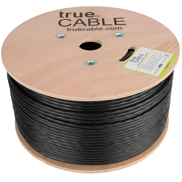 Outdoor Cat6 Cable Black 1000ft trueCABLE Reel No Wrap