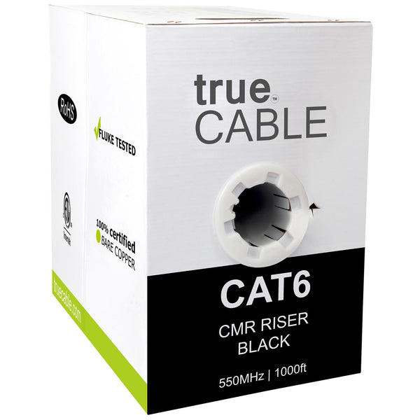 Cat6 Riser Ethernet Cable Black 1000ft trueCABLE Box Front