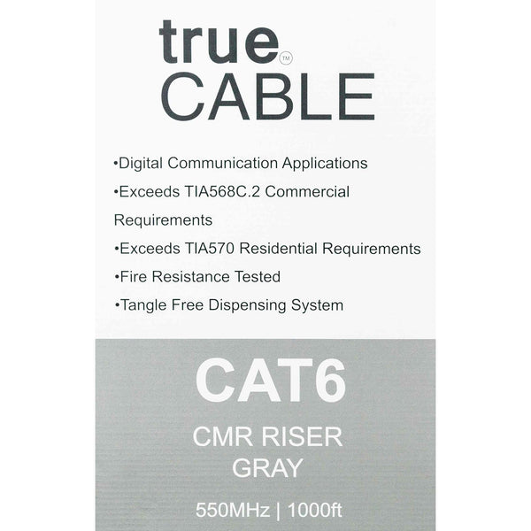 Cat6 Riser Ethernet Cable Gray 1000ft trueCABLE Box Back