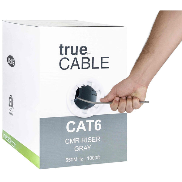Cat6 Riser Ethernet Cable Gray 1000ft trueCABLE Hand Pulling