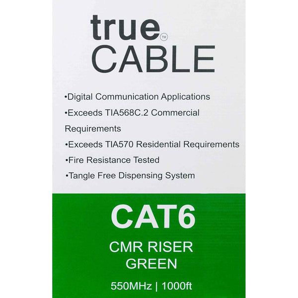 Cat6 Riser Ethernet Cable Green 1000ft trueCABLE Box Back