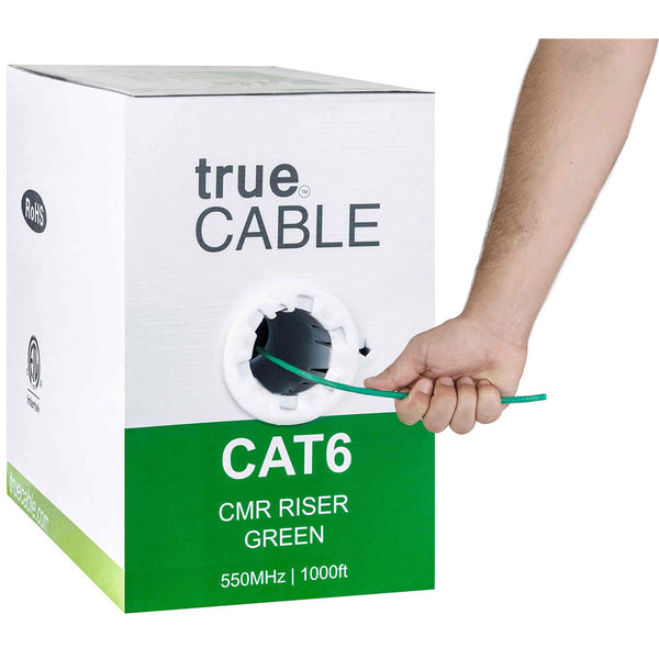 Cat6 Riser Ethernet Cable Green 1000ft trueCABLE Hand Pulling