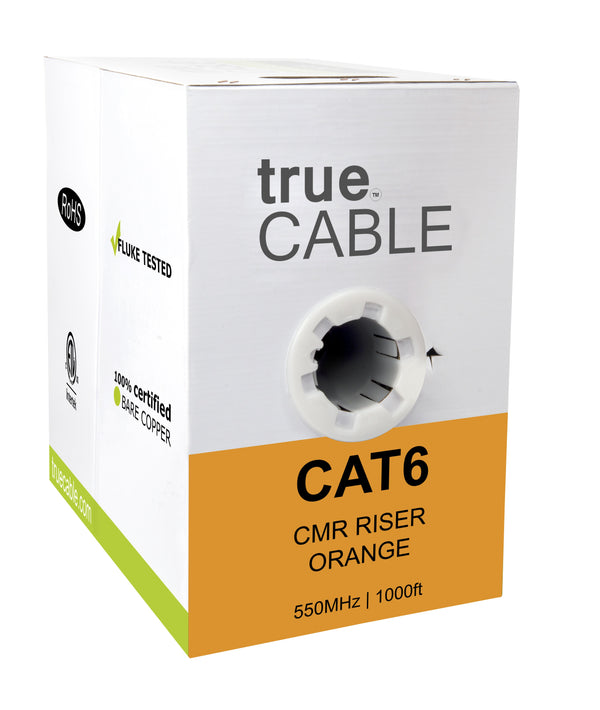 Cat6 Riser Ethernet Cable Orange 1000ft trueCABLE Box Front