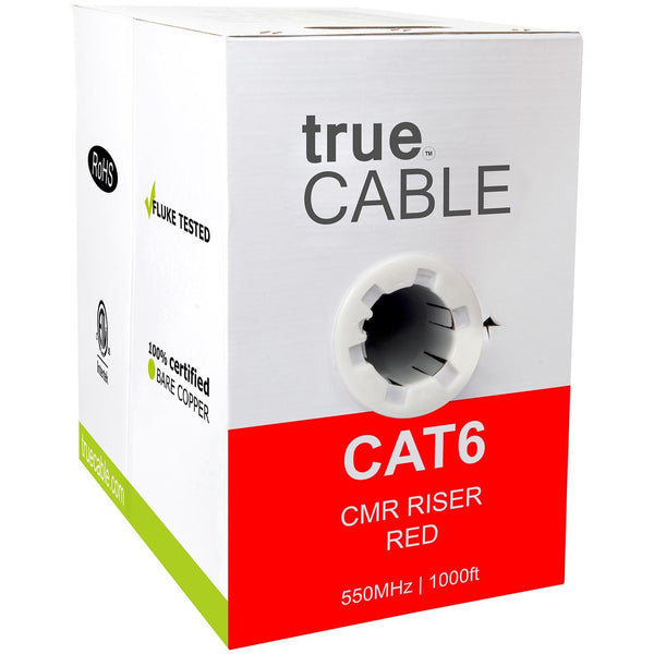 Cat6 Riser Ethernet Cable Red 1000ft trueCABLE Box Front