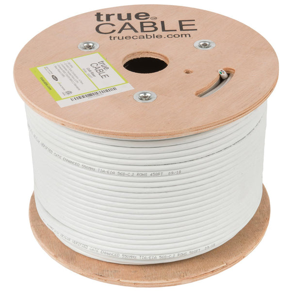 Cat6 Riser Ethernet Cable White 500ft trueCABLE Reel No Wrap