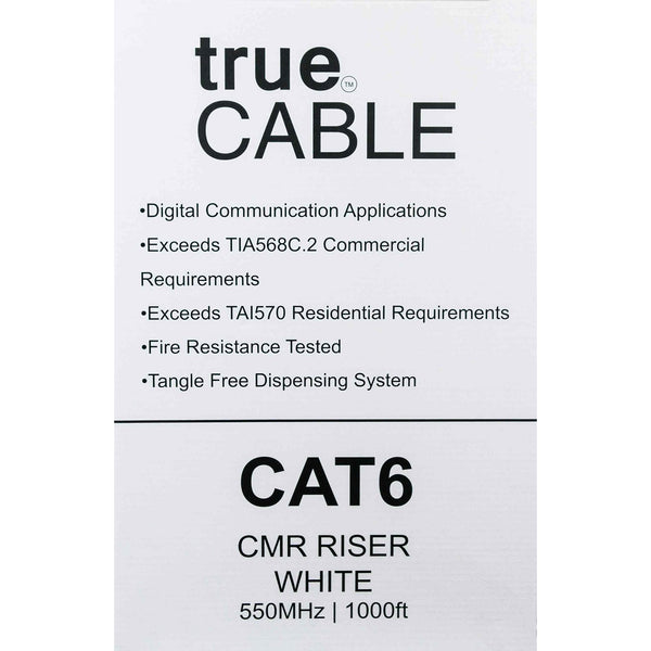 Cat6 Riser Ethernet Cable White 1000ft trueCABLE Box Back