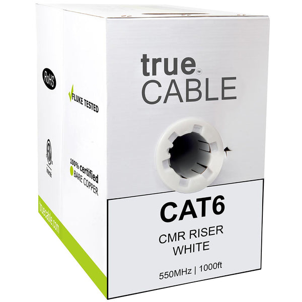 Cat6 Riser Ethernet Cable White 1000ft trueCABLE Box Front