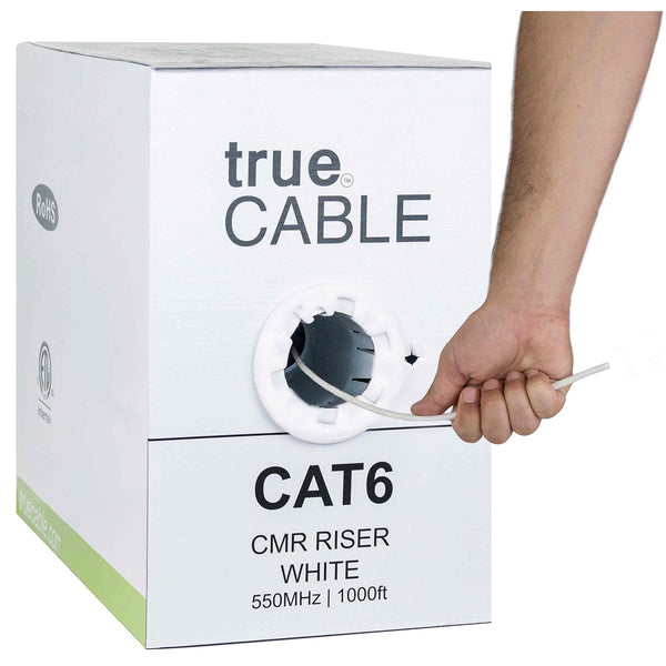 Cat6 Riser Ethernet Cable White 1000ft trueCABLE Hand Pulling
