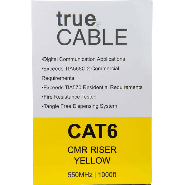 Cat6 Riser Ethernet Cable Yellow 1000ft trueCABLE Box Back