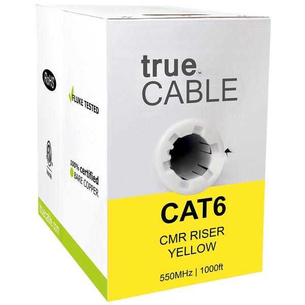 Cat6 Riser Ethernet Cable Yellow 1000ft trueCABLE Box Front