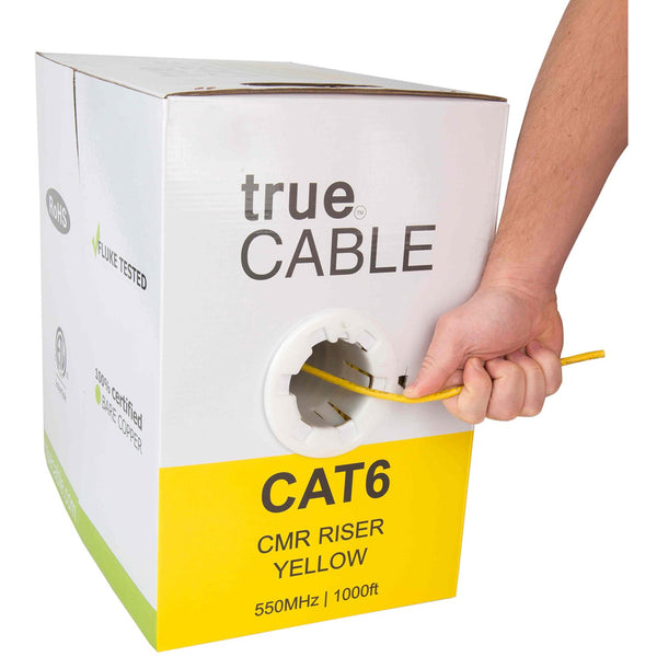 Cat6 Riser Ethernet Cable Yellow 1000ft trueCABLE Hand Pulling