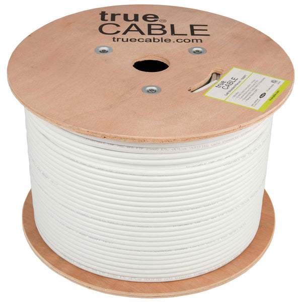 Cat6 Shielded Plenum Ethernet Cable White 1000ft trueCABLE Reel No Wrap