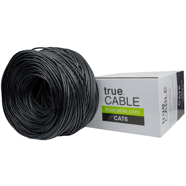 Cat6 Shielded Riser Ethernet Cable Black 1000ft trueCABLE Box Top
