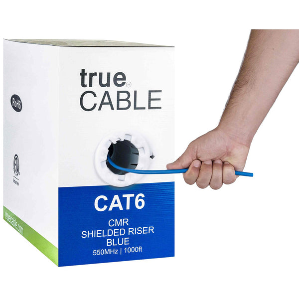 Cat6 Shielded Riser Ethernet Cable Blue 1000ft trueCABLE Hand Pulling