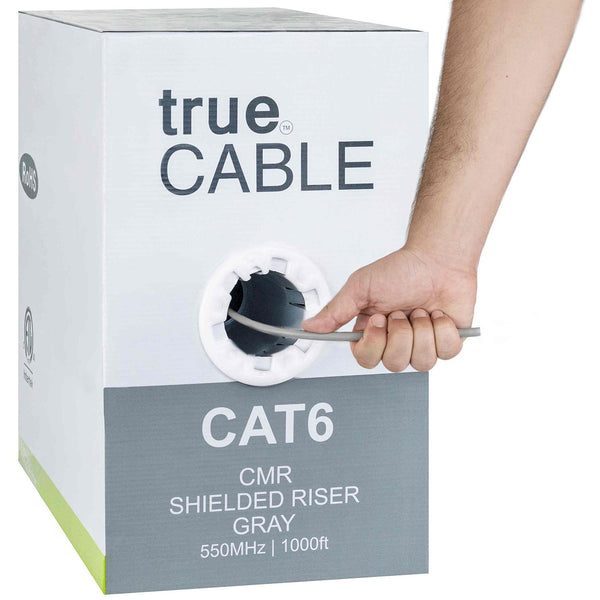 Cat6 Shielded Riser Ethernet Cable Gray 1000ft trueCABLE Hand Pulling