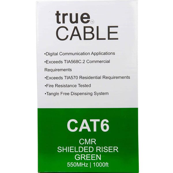 Cat6 Shielded Riser Ethernet Cable Green 1000ft trueCABLE Box Back
