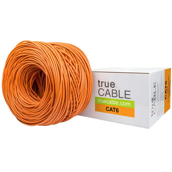 Cat6 Shielded Riser Ethernet Cable Orange 1000ft trueCABLE Box Top